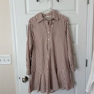 Entro Red and White Striped Dress